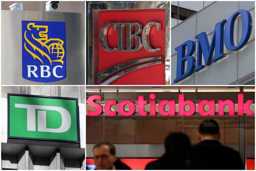 A combination photo shows Canadian investment banks RBC, CIBC, BMO, TD and Scotiabank in Toronto, Ontario March 16, 2017. u00e2u20acu201d Reuters pic