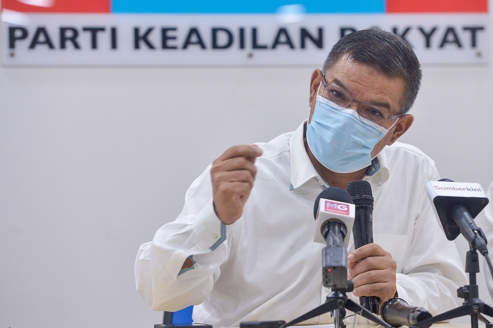 PKR secretary general Datuk Seri Saifuddin Nasution Ismail speaks during a press conference at the partyu00e2u20acu2122s HQ in Petaling Jaya May 3, 2021. u00e2u20acu201d Picture by Miera Zulyana
