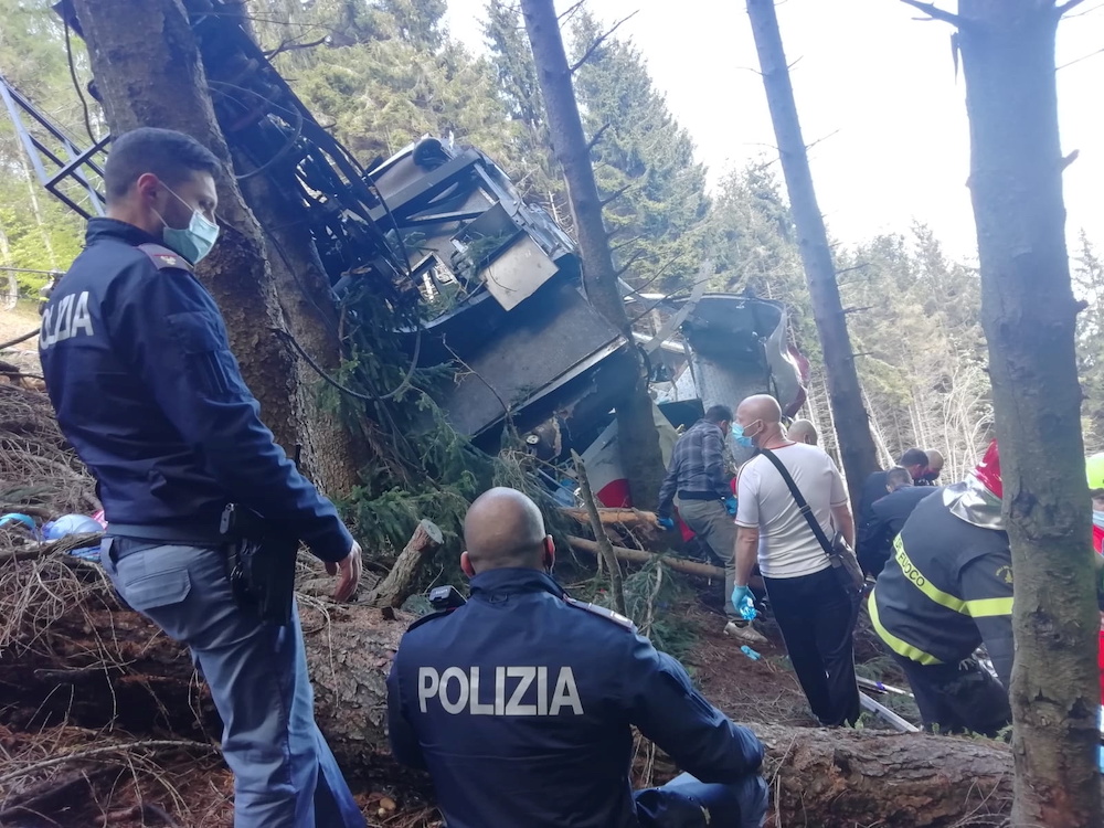 Police and rescue service members are seen near the crashed cable car after it collapsed in Stresa, near Lake Maggiore, Italy May 23, 2021. u00e2u20acu201d Reuters pic