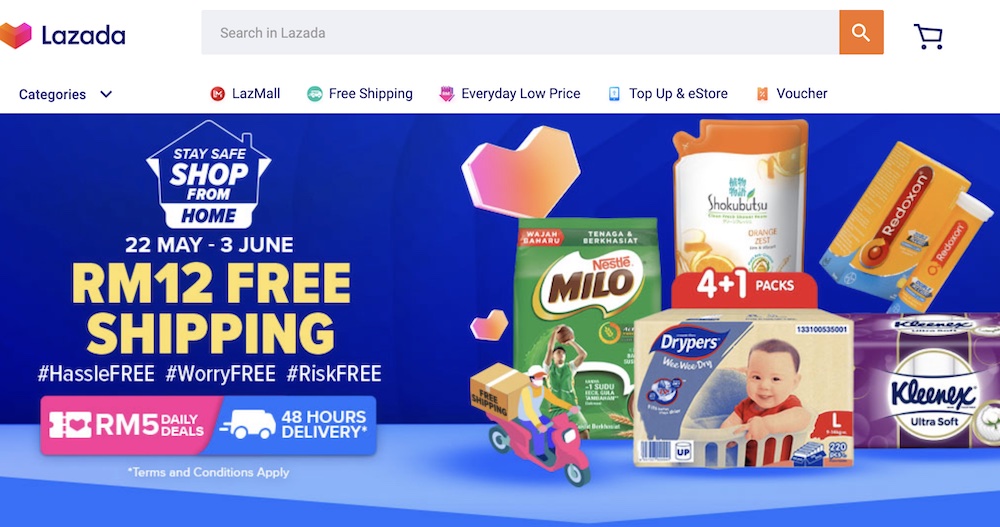 Lazada will offer various vouchers for shoppers to use as they shop from the safety of home. u00e2u20acu201d Lazada screenshot
