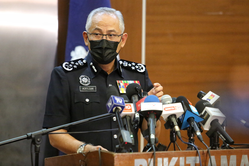 Inspector-General of Police (IGP) Datuk Seri Acryl Sani Abdullah Sani speaks during a press conference on the enforcement MCO 3.0 SOP in Bukit Aman May 31, 2021. u00e2u20acu201d Picture by Choo Choy May 
