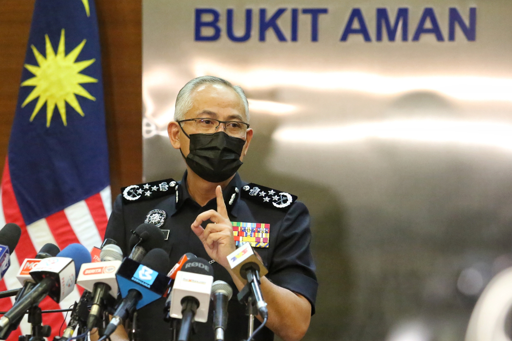 Inspector-General of Police (IGP) Datuk Seri Acryl Sani Abdullah Sani speaks during a press conference on the enforcement MCO 3.0 SOP in Bukit Aman May 31, 2021. u00e2u20acu201d Picture by Choo Choy May 