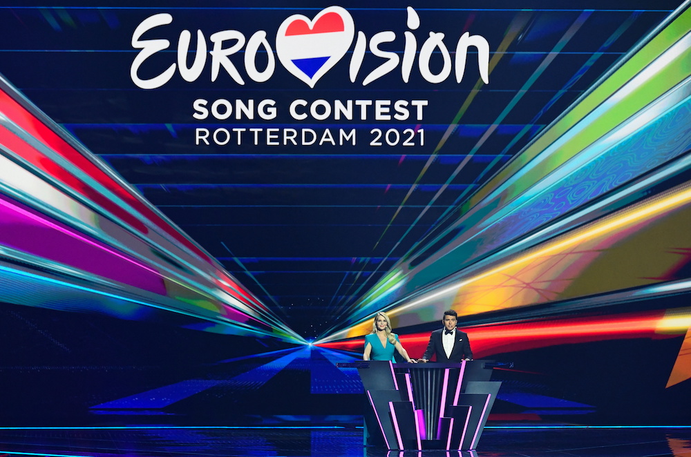Presenters Chantal Janzen and Jan Smit speak during the second semi-final of the 2021 Eurovision Song Contest in Rotterdam, Netherlands, May 20, 2021. u00e2u20acu201d Reuters picnn