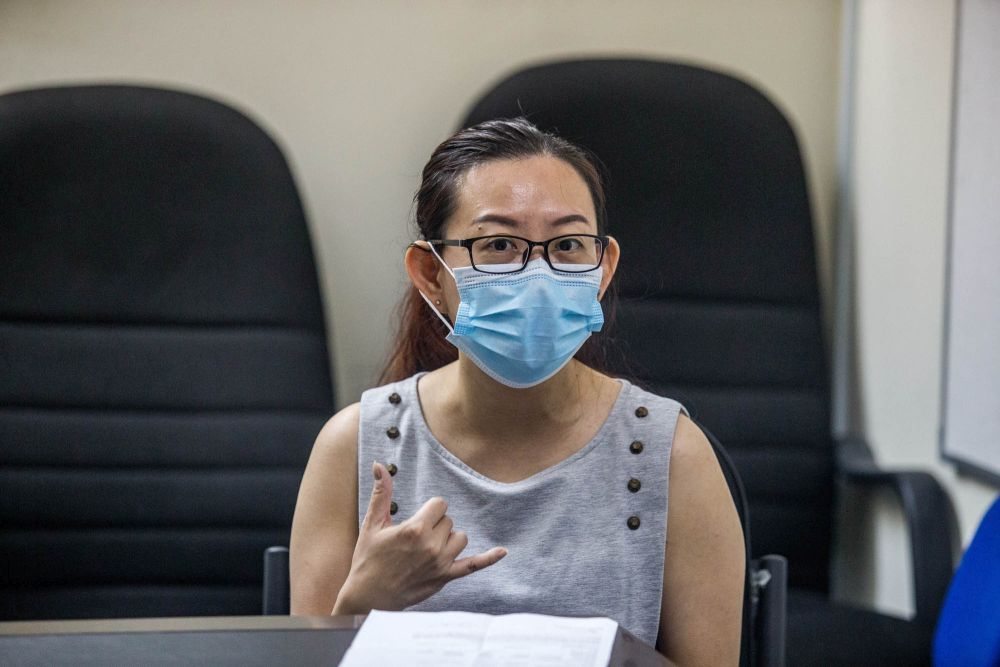 Miss Fong, 42, sister of Hong Chen Peng speaks during a press conference in Ampang May 5, 2021. u00e2u20acu201d Picture by Firdaus Latifnn