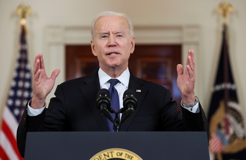 US President Joe Biden delivers remarks before a ceasefire agreed by Israel and Hamas was to go into effect, at the White House in Washington May 20, 2021. u00e2u20acu2022 Reuters pic