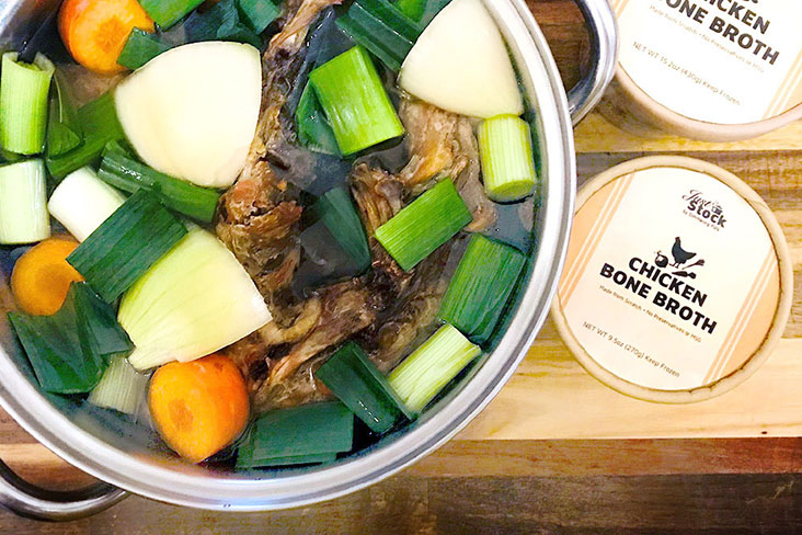 All the ingredients for the chicken bone broth before the hours-long simmering begins.