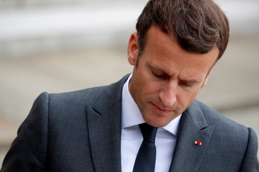 French President Emmanuel Macron delivers a joint statement with Argentinau00e2u20acu2122s President Alberto Fernandez (not seen) before a meeting at the Elysee Palace in Paris, France May 12, 2021. u00e2u20acu2022 Reuters picnnn