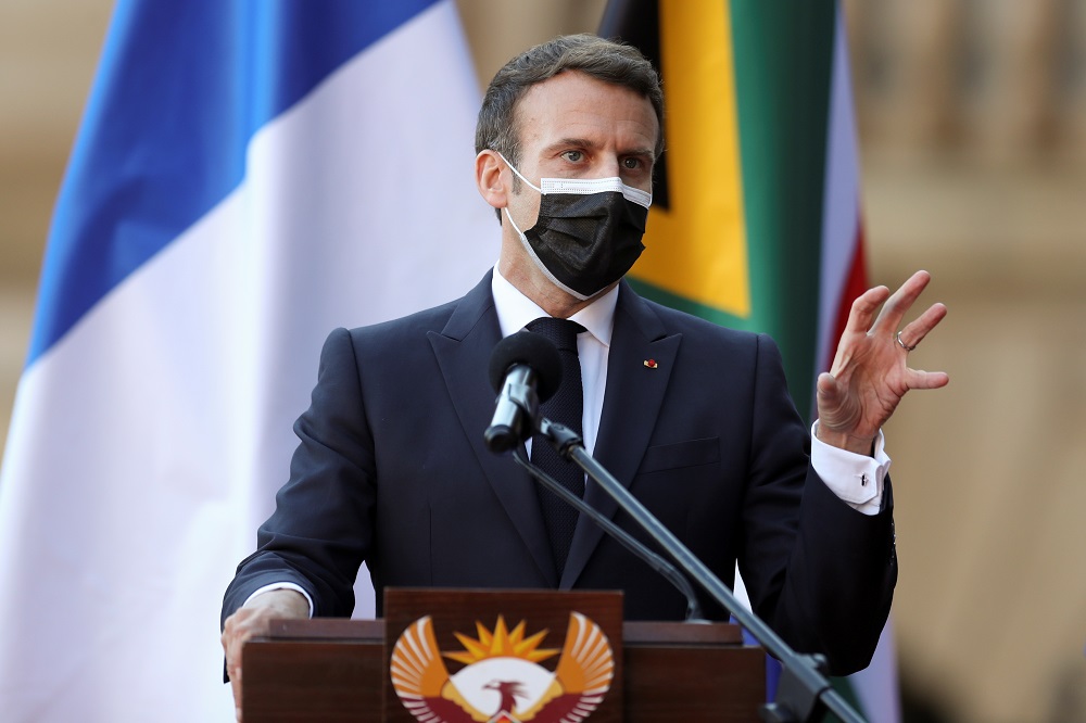 France's President Emmanuel Macron briefs media during a state visit, at the Union Buildings in Pretoria, South Africa May 28, 2021. u00e2u20acu2022 Reuters pic