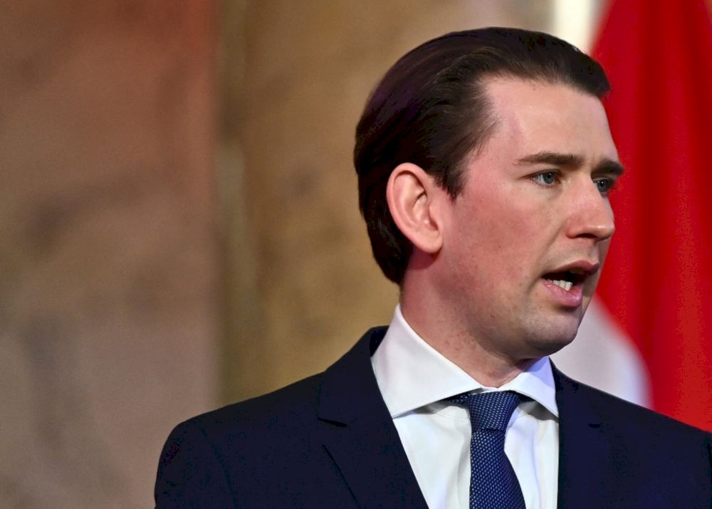 In this file photo taken on April 19, 2021 Austrian Chancellor Sebastian Kurz speaks during a press conference prior to a coaltion meeting at Hofburg palace in Vienna. u00e2u20acu201d AFP pic