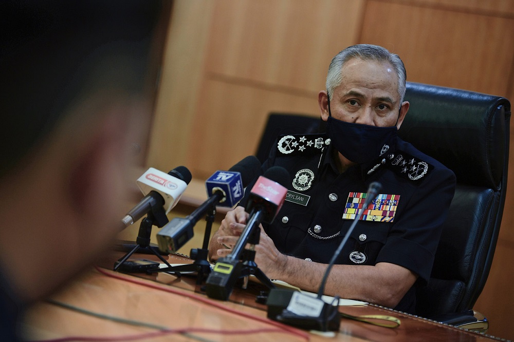 IGP Datuk Seri Acryl Sani Abdullah Sani speaks during a press conference at the police headquarters in Bukit Aman May 6, 2021. u00e2u20acu2022 Bernama pic
