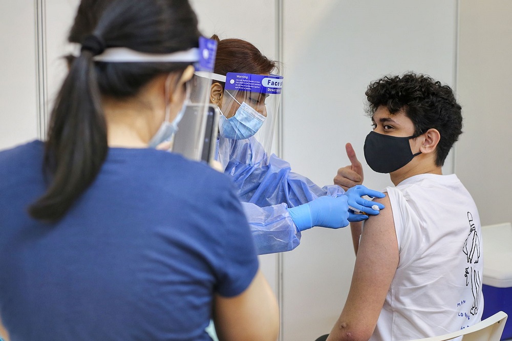 A man receives the AstraZeneca Covid-19 vaccine at the World Trade Centre Kuala Lumpur May 5, 2021. ― Picture by Ahmad Zamzahuri