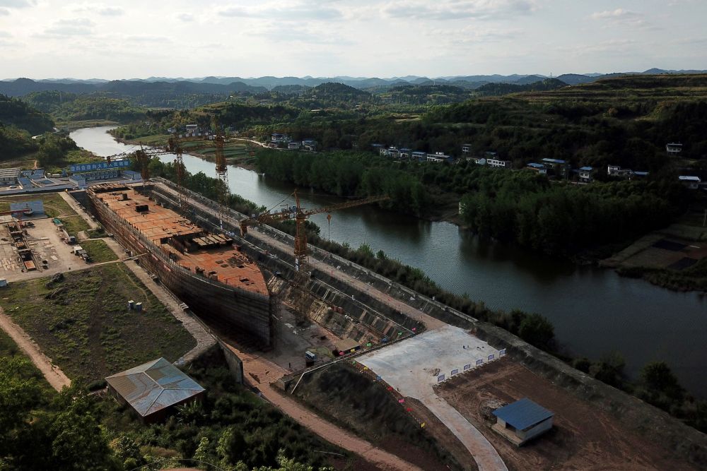 This aerial photo taken on April 26, 2021 shows a still-under-construction replica of the Titanic ship in Daying County in China's southwest Sichuan province. u00e2u20acu201d AFP picnn