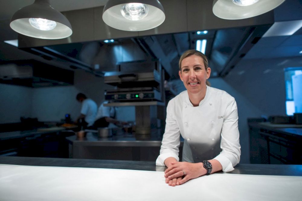 Britainu00e2u20acu2122s newest winner of three Michelin stars, Clare Smyth poses for a portrait at her restaurant in west London on May 13, 2021. u00e2u20acu201d AFP pic