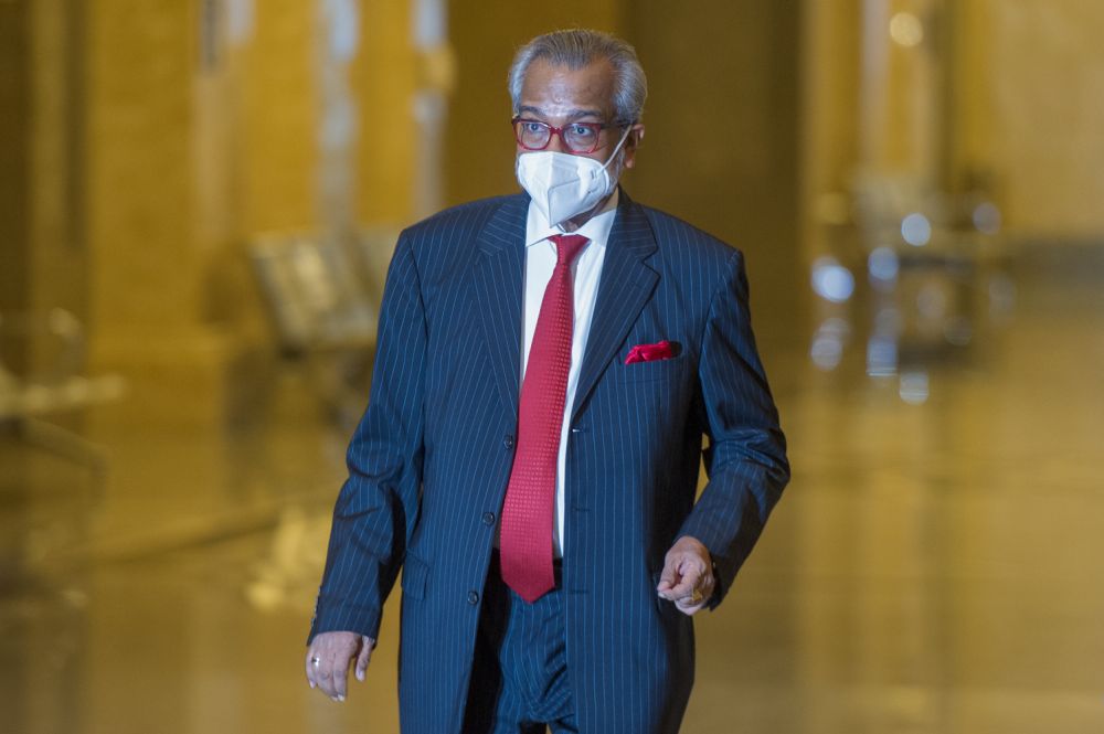 Lawyer Tan Sri Muhammad Shafee Abdullah arrives at the Court of Appeal in Putrajaya May 18, 2021. u00e2u20acu201d Picture by Shafwan Zaidonnn