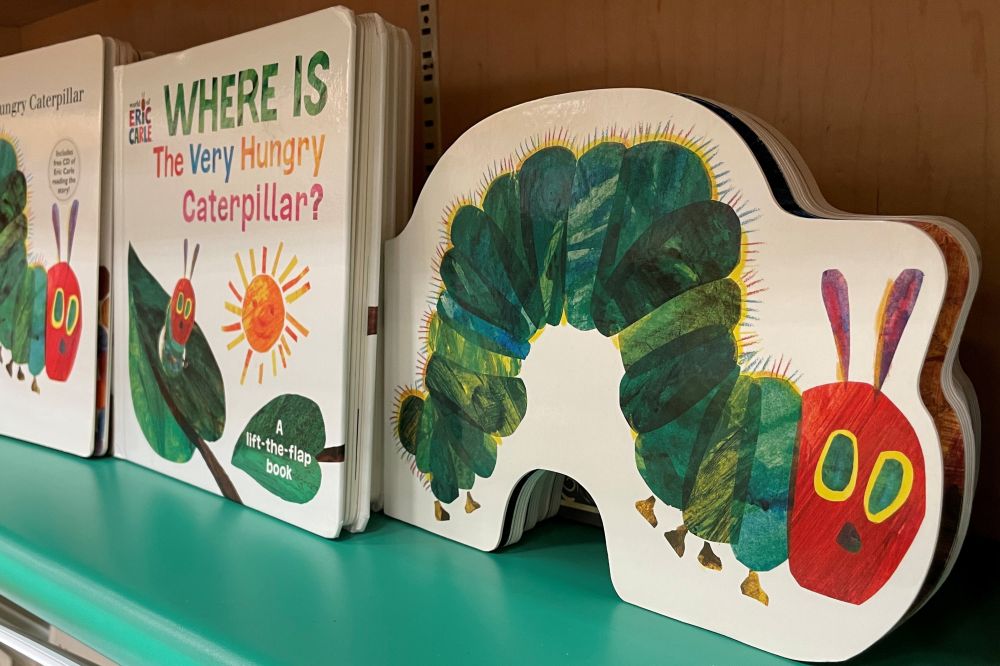 Copies of u00e2u20acu02dcThe Very Hungry Caterpillaru00e2u20acu2122, by acclaimed children's author and illustrator Eric Carle, who publisher Penguin Kids said has died at age 91, are seen in a bookstore in Encinitas, California May 26, 2021. u00e2u20acu201d Reuters picnn