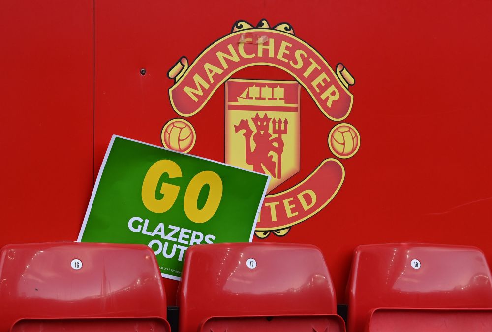A u00e2u20acu02dcGo Glazers Outu00e2u20acu2122 banner in the stand after the match between Manchester United and Fulham at Old Trafford, Manchester May 18, 2021. u00e2u20acu201d Reuters pic
