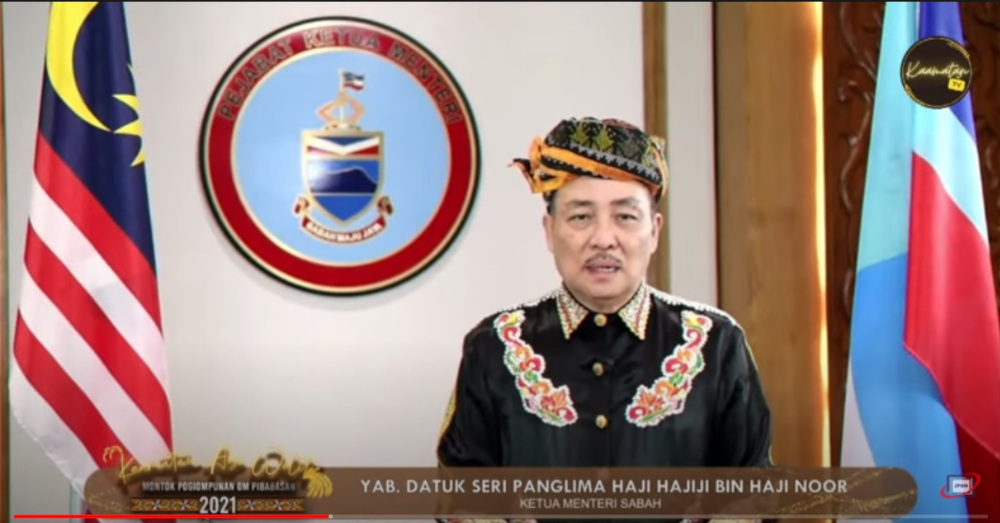 Sabah Chief Minister Datuk Seri Hajiji Noor launches the state-level Kaamatan celebration at Hongkod Koisaan. u00e2u20acu201d Screengrab from YouTuben