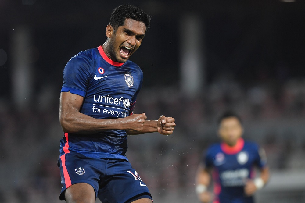 JDTu00e2u20acu2122s Hariss Harun celebrates after scoring a goal against KL City FC, April 30, 2021. u00e2u20acu2022 Bernama pic