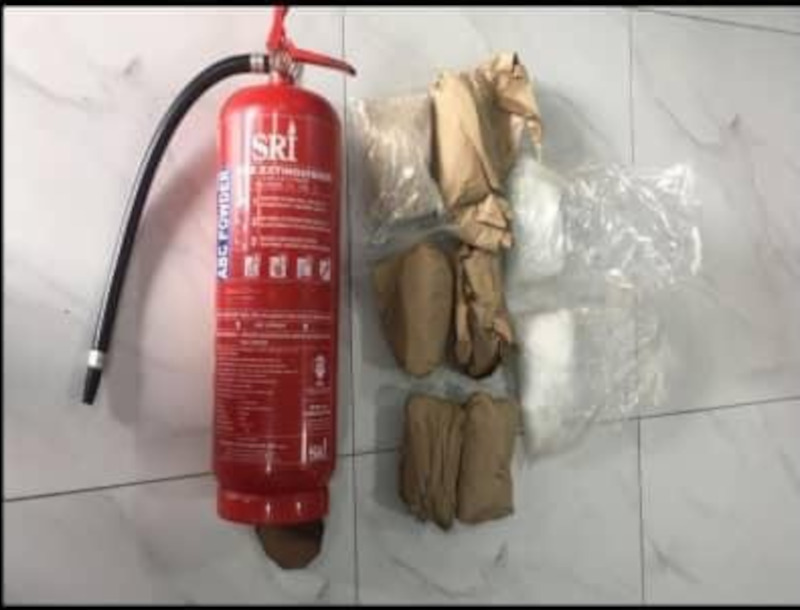 The modified fire extinguisher that had been found to hide the packed narcotics after it was seized by the Johor Narcotics Criminal Investigation Department (NCID) operatives. u00e2u20acu201d Picture courtesy of Johor police
