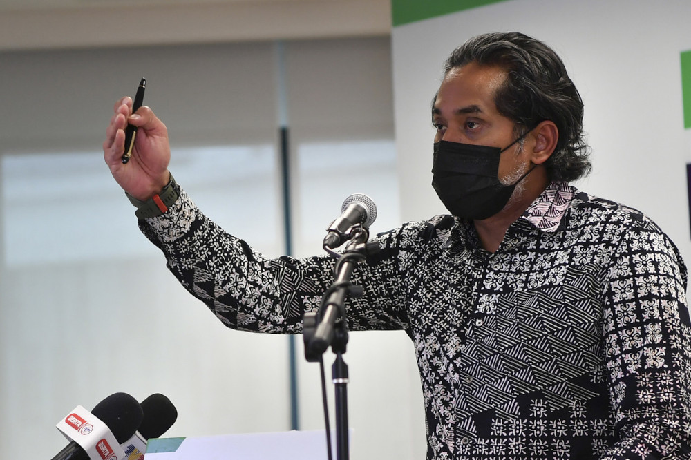 Minister of Science, Technology and Innovation Khairy Jamaluddin speaks during a press conference on the Hotspots Identification for Dynamic Engagement system in Putrajaya, May 4, 2021. u00e2u20acu201d Bernama pic 