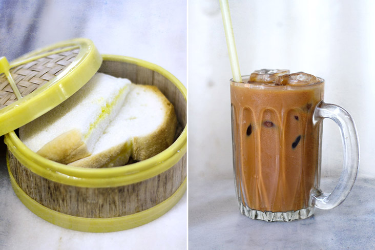 Some 'kopitiam' regulars prefer the softness of steamed bread and a cold 'cham ais.'
