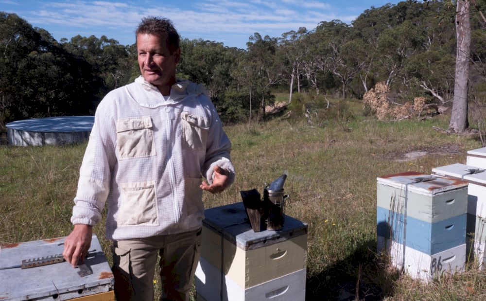 Beekeeper Sven Stephan explaining about manuka honey in the New South Wales town of Somersby. u00e2u20acu201d AFP pic