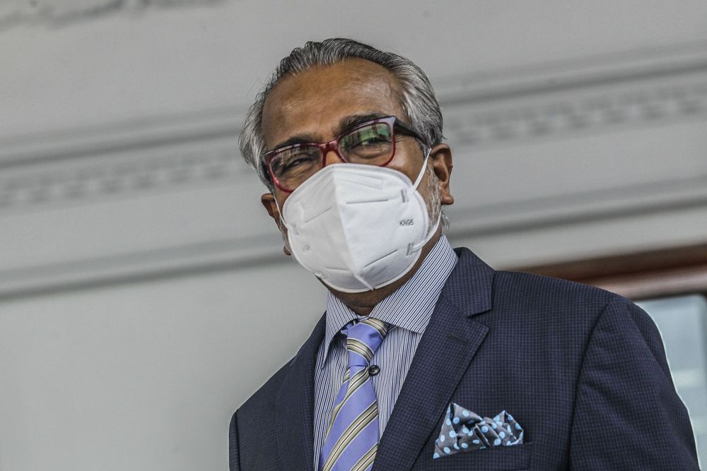 Lawyer Tan Sri Muhammad Shafee Abdullah arrives at the Kuala Lumpur High Court May 25, 2021. u00e2u20acu2022 Picture by Hari Anggara