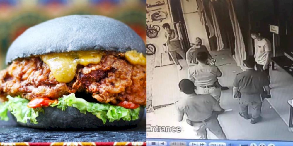 The fine was replaced with a warning after myBurgerLab stepped up to defend its employee. u00e2u20acu201d Pictures via Facebook/myBurgerLab and Facebook/chinrenyiv