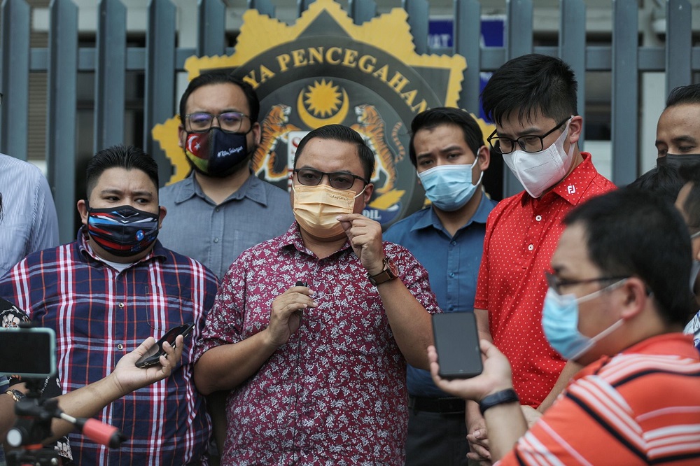 Pakatan youth chief Shazni Munir Mohd Ithnin speaks to reporters outside the MACC building in Kuala Lumpur May 4, 2021. u00e2u20acu2022 Picture by Ahmad Zamzahuri
