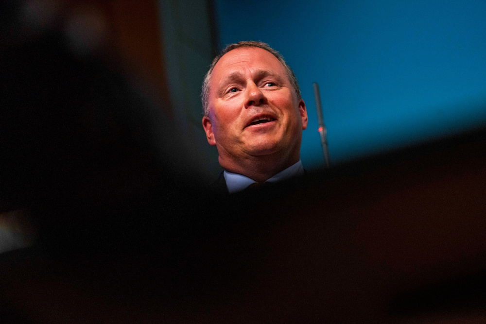 Nicolai Tangen speaks during a press conference on his employment contract as he has been appointed new general manager of Norges Bank Investment Management May 28, 2020. u00e2u20acu201d NTB Scanpix/Hakon Mosvold Larsen pic via Reuters