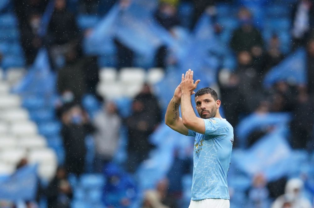 Manchester City's Sergio Aguero celebrates after his last match as a Manchester City player at the Etihad Stadium May 23, 2021. u00e2u20acu201d Reuters pic