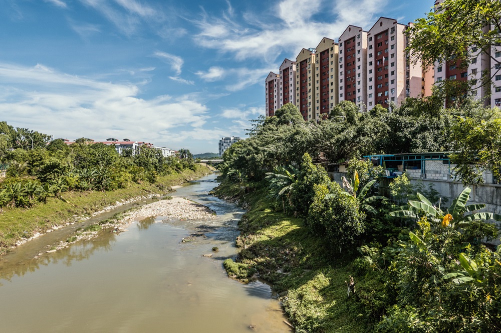 A general view of Sungai Damansara where it turned foamy on the night of April 30. ― Picture by Shafwan Zaidon