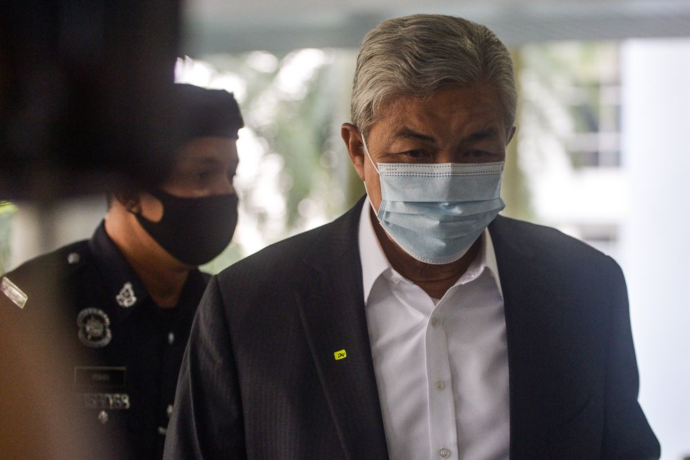 Datuk Seri Ahmad Zahid Hamidi arrives at the Shah Alam High Court May 24, 2021. u00e2u20acu201d Picture by Miera Zulyana