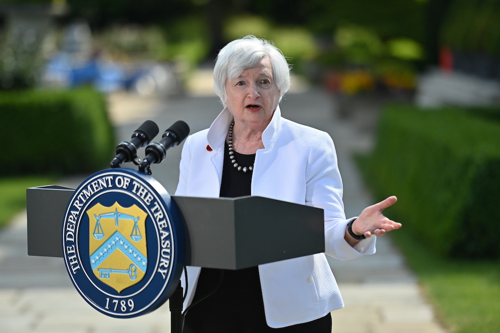 US Treasury Secretary Janet Yellen speaks during a news conference, after attending the G7 finance ministers meeting, at Winfield House in London, Britain June 5, 2021. u00e2u20acu201d Justin Tallis/Pool via Reuters