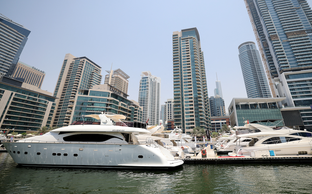 Luxury yachts are moored at the Dubai Marina Beach in the Gulf emirate, on June 10 2021. u00e2u20acu201d AFP pic