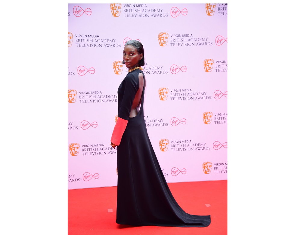 Michaela Coel arrives for the Virgin Media Bafta TV awards at the TV Centre, Wood Lane, London June 6, 2021. u00e2u20acu201d PA pic via Reuters 