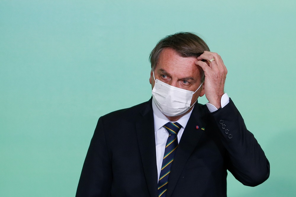 Brazilu00e2u20acu2122s President Jair Bolsonaro reacts during a ceremony at the Planalto Palace, amid the coronavirus disease pandemic, in Brasilia June 10, 2021. u00e2u20acu201d Reuters pic