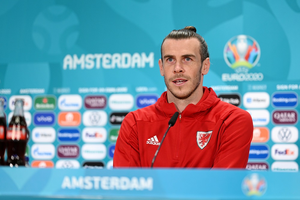 Walesu00e2u20acu2122 Gareth Bale during the press conference at the Johan Cruijff Arena in Amsterdam June 25, 2021. u00e2u20acu201d Uefa handout via Reuters