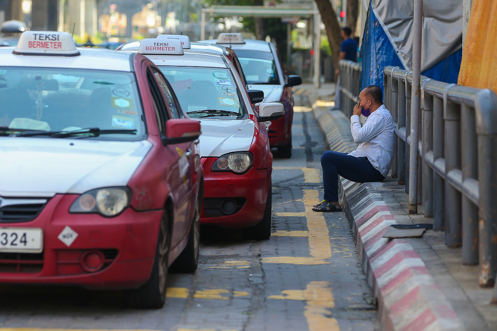 A general view taxis at Bukit Bintang in Kuala Lumpur June 3, 2021. u00e2u20acu201d Picture by Yusof Mat Isa 