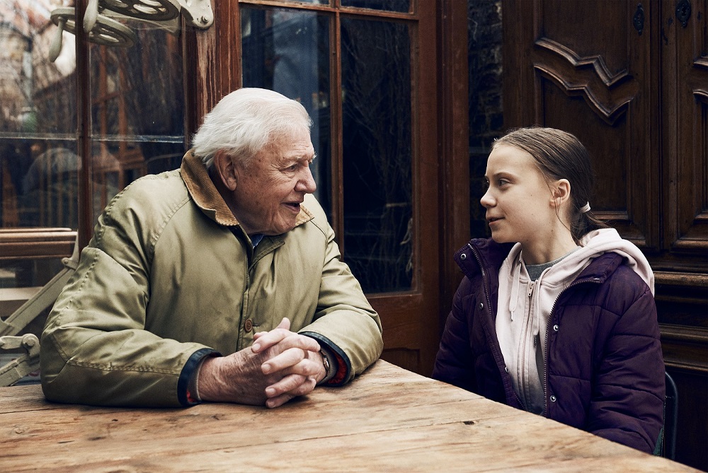 The 18-year-old with famed natural historian Sir David Attenborough. — Picture courtesy of BBC Studios