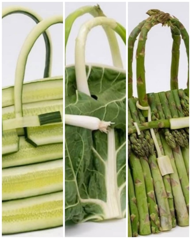 French luxury goods manufacturer Hermes has unveiled a series of Birkin bags made from real vegetables. u00e2u20acu201d Photos from Instagram/ hermes
