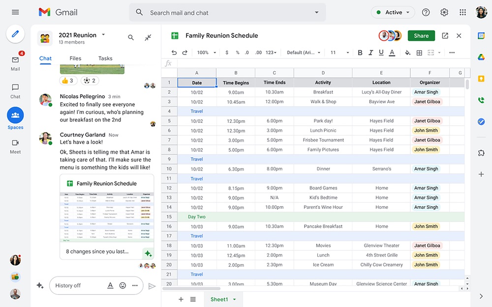 Gmail now provides access to the different tools of the Workspace suite. u00e2u20acu201d Picture courtesy of Google