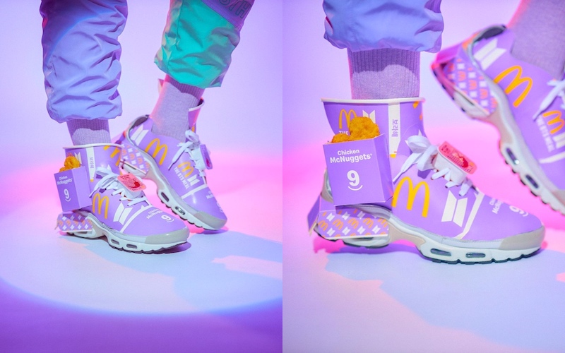 Chua used up packaging from six sets of the BTS Meal to produce the custom shoes. u00e2u20acu201d Pictures via Instagram/josiahchua