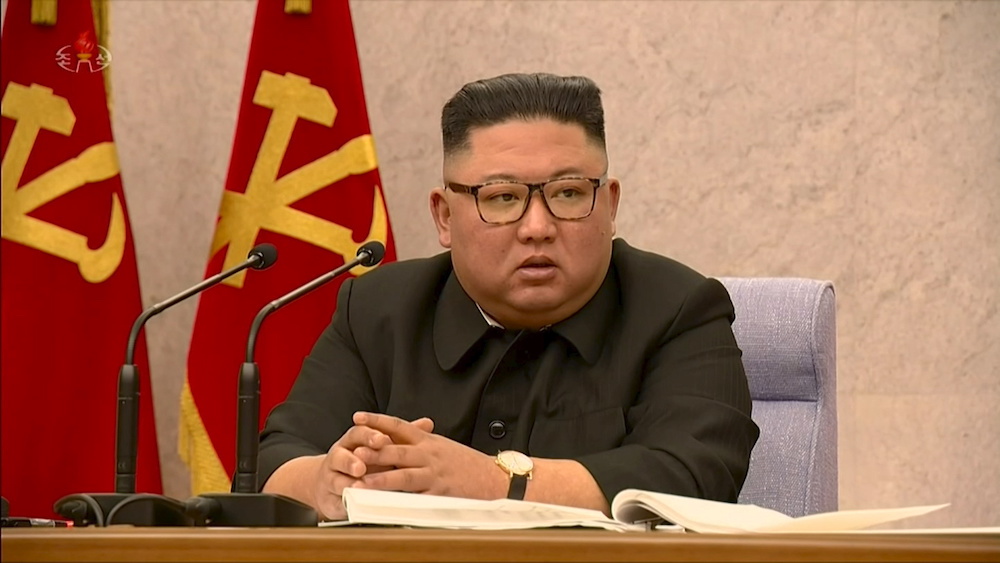 North Korean Leader Kim Jong-un speaks at the second plenary meeting of the 8th Central Committee of the Workers' Party in this still image taken from a KRT footage on February 12, 2021. u00e2u20acu201d KRT TV via Reuters