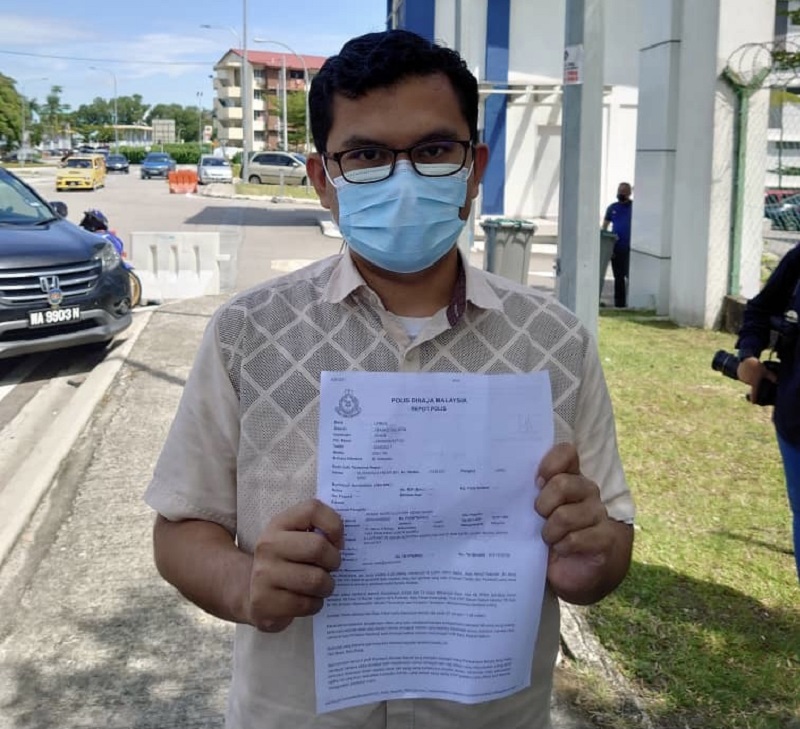 PKR Youth chief Akmal Nasrullah Nasir, who is also the Johor Baru MP, is pictured outside the Johor Baru South district police headquarters June 30, 2021. u00e2u20acu201d Picture by Ben Tan