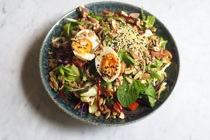 It may be called a mixed nuts and seeds salad but it feels extremely satisfying with all the goodies inside like avocado, pumpkin, and various seeds and nuts