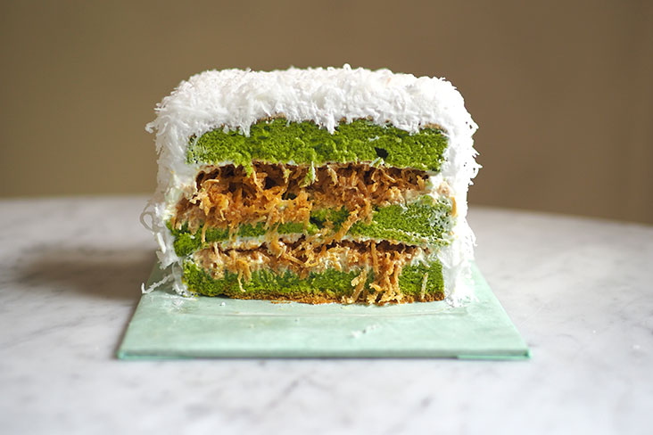 End your meal with a light sweet note by getting their signature 'ondeh ondeh' cake with layers of pandan cake, freshly grated coconut and an airy cream