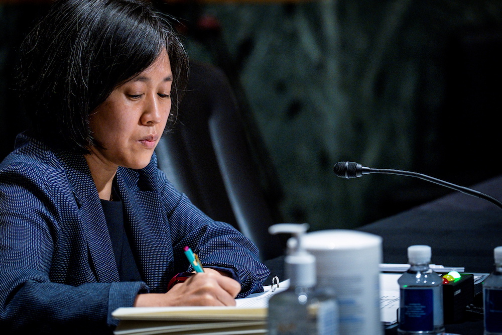 File photo of US Trade Representative Katherine Tai testifying before the Senate Finance Committee on Capitol Hill in Washington, US, May 12, 2021. u00e2u20acu2022 Reuters pic