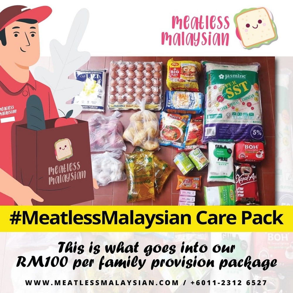 Meatless Malaysian care pack that is distributed to migrant workers and unemployed people around KL. u00e2u20acu2022 Picture via Facebook/MeatlessMalaysian