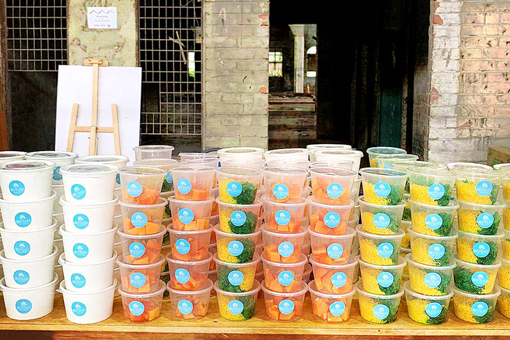 Vegetarian rice bowls at a Sentul community event in 2019.